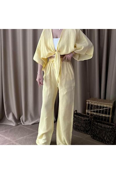 lizge giyim Muslin Fabric Waist Elastic Pants