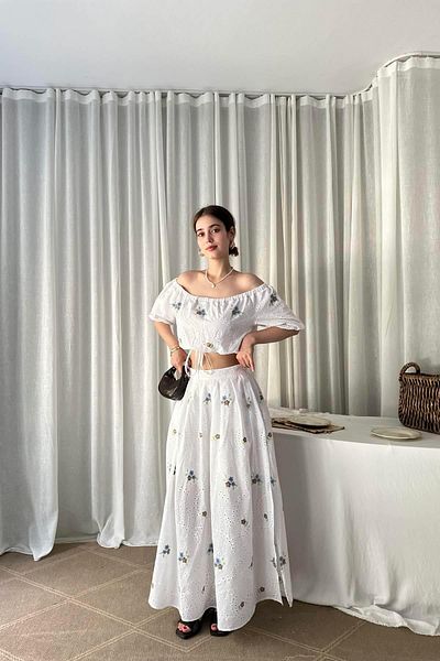 lizge giyim Brode Pleated Skirt