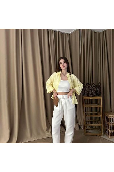 lizge giyim Muslin Fabric Carrot Pants