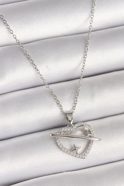 Dazzlecave 316L Stainless Steel Starry Heart Figured Luminous Necklace Modern Elegant Women's Jewelry Gift Option