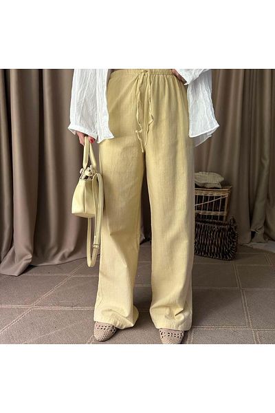 lizge giyim Linen Pants with Belt