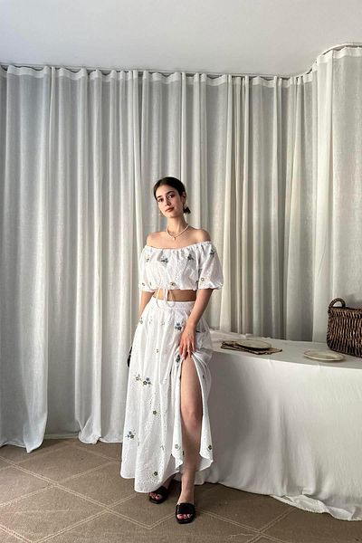 lizge giyim Brode Pleated Skirt