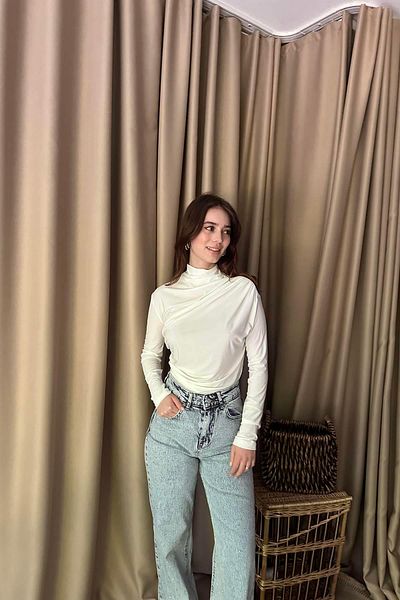lizge giyim Bluz with Two Side Drapes