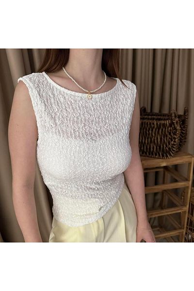 lizge giyim Boat Collar Lace Top