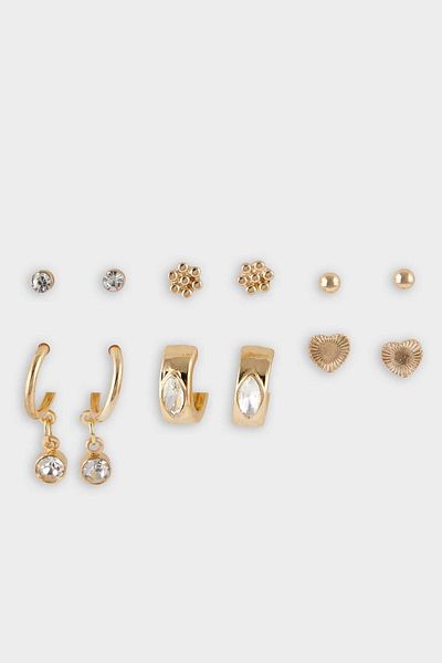 DeFacto Women's 6-Piece Gold Earrings F5985Axns