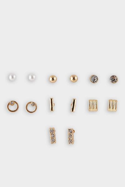 DeFacto Women's 9-Piece Gold Earrings F5983Axns