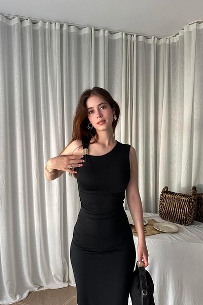 lizge giyim Asymmetric Dress with Accessory Details