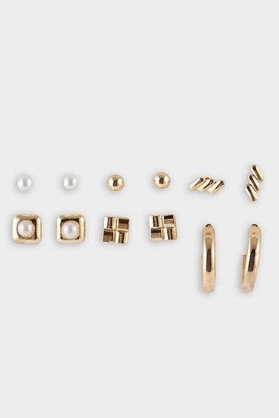 DeFacto Women's 7-Piece Gold Earrings F5986Axns