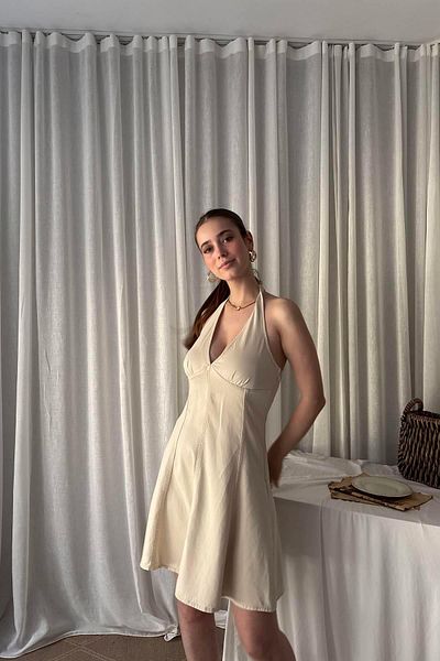 lizge giyim Short Dress with Rubber in the Back