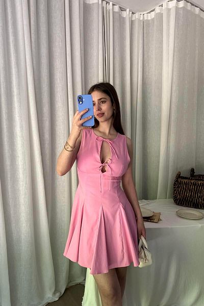 lizge giyim Flare Skirt Bow Short Dress