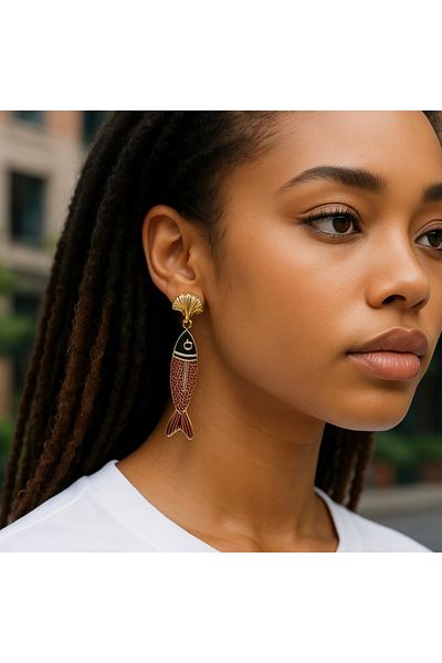 Twinssis Accessories Midyeli Fish Model Dangle Earrings