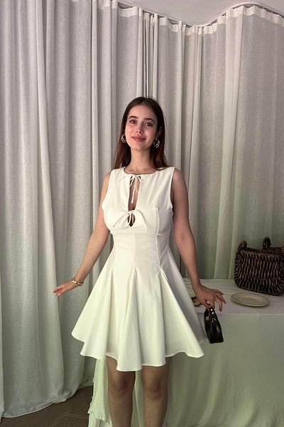 lizge giyim Flare Skirt Bow Short Dress