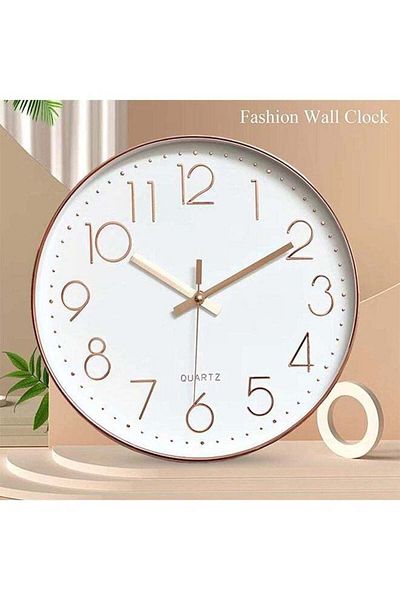COOYA Wall Clock 12-inch Silent Non-Ticking Round Wall Clocks Battery Operated Easy to Read(Gold)