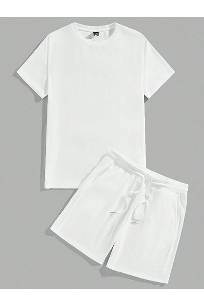 MELOOX Unisex Oversize Two Thread Cotton Summer Shorts Set.Single