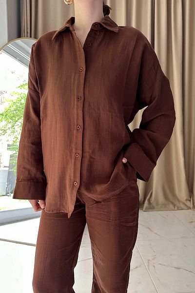 lizge giyim Oversize Muslin Shirt