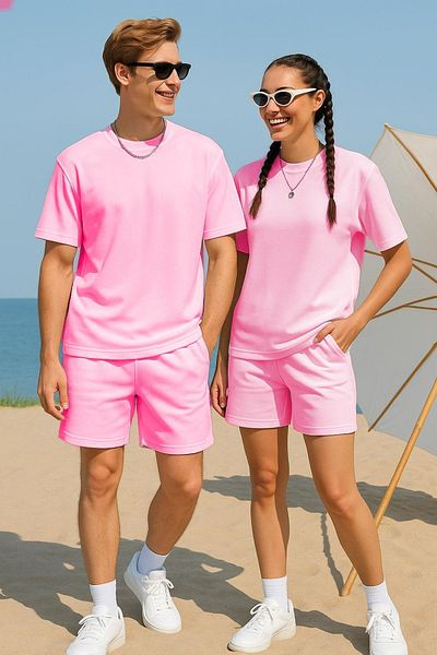 MELOOX Unisex Oversize Two Thread Cotton Summer Shorts Set.Single