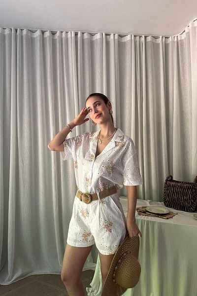 lizge giyim Brode Flower Embroidered Shirt