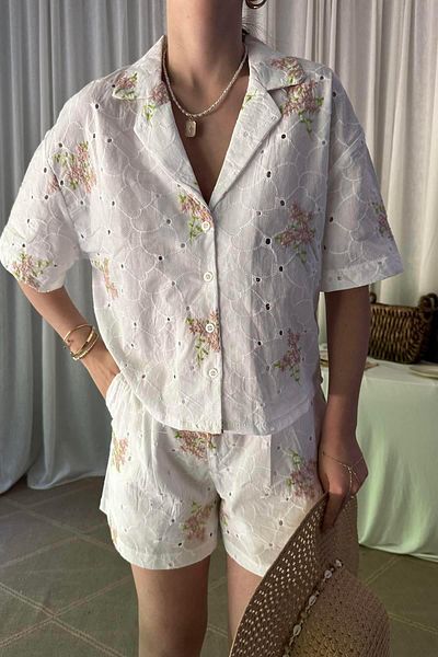 lizge giyim Brode Flower Embroidered Shirt