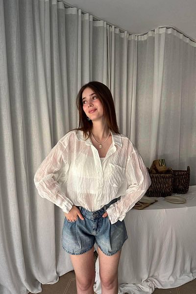lizge giyim Textured Kraş Ovarsi̇ze Shirt