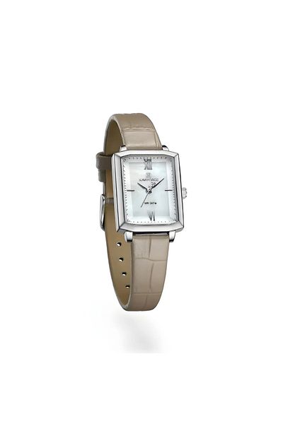 Naviforce Women's Elegant Rectangular Watch – Shell-Pattern Dial, Leather Strap, Classic Design
