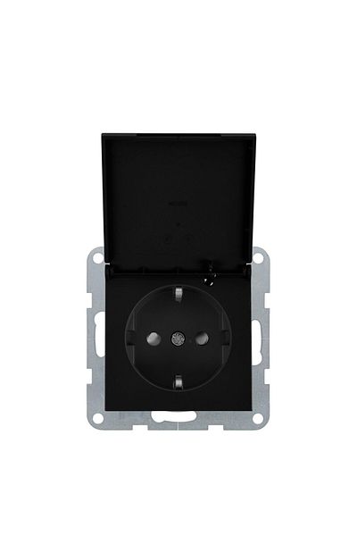 PANASONIC MECANISM PRIZA SCHUKO cu CAPAC PROT. COP QC KARRE PLUS 55 NEGRU