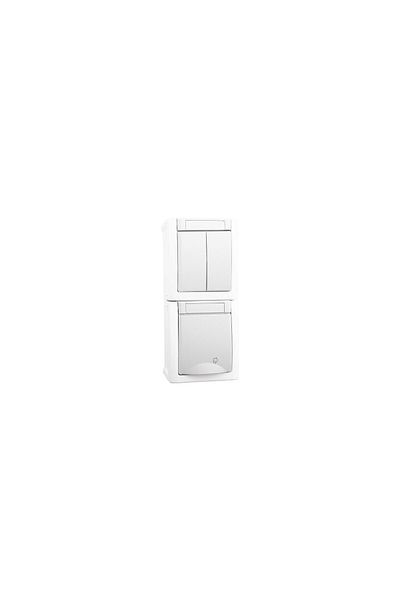 PANASONIC SCHUKO SOCKET+SWITCH IP54 PACIFIC WHITE