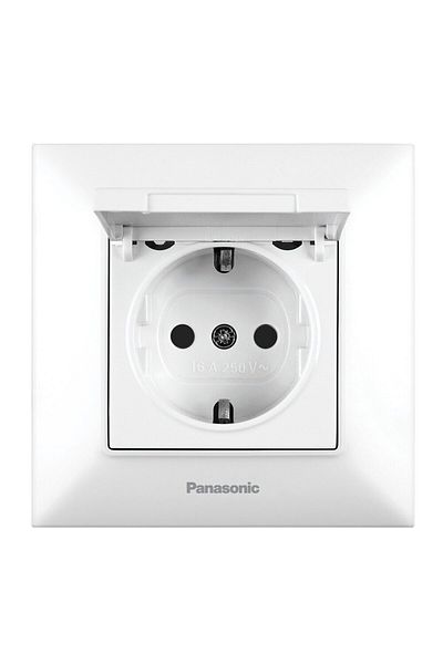 PANASONIC SCHUKO Socket with Cover 16A Arkedia Slim White