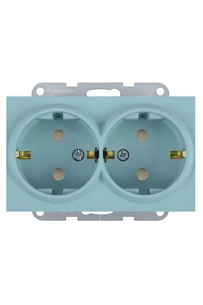 PANASONIC Double Schuko Socket Mechanism with Child Protection Karre Plus 55 Soft Touch Turquoise