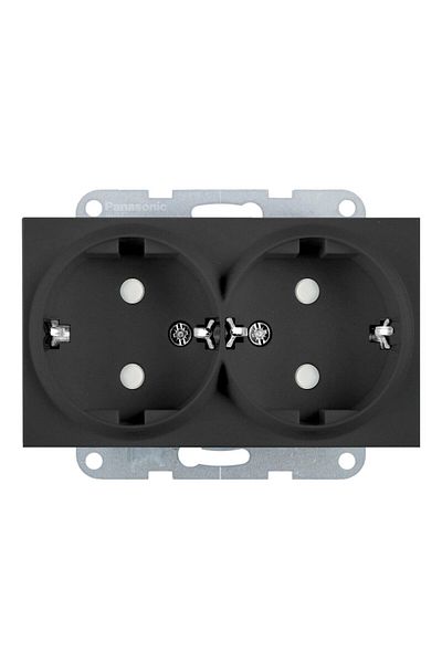 PANASONIC Mechanism Double Schuko Outlet with Child Protection Karre Plus 55 Smoke