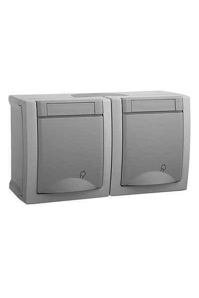 PANASONIC Double Schuko Socket IP54 Pacific Grey
