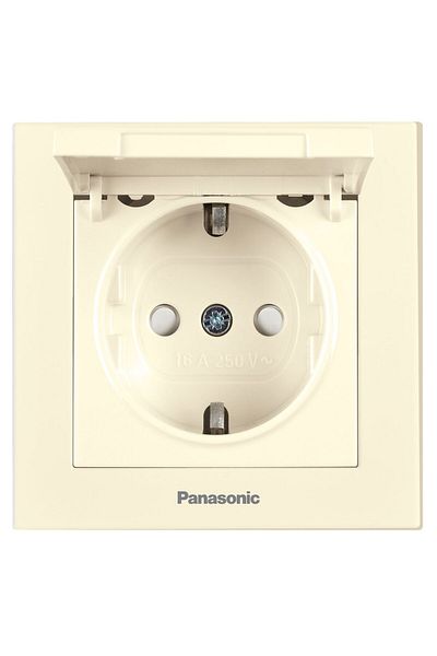PANASONIC Mecanism Schuko Socket with Protective Lid for Children - Karre Plus 55 Beige