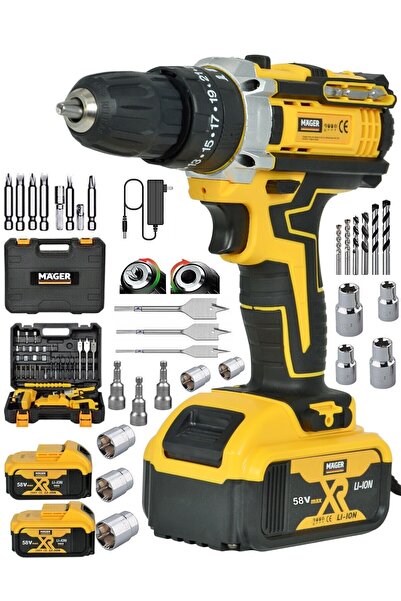 HALL BREATHE 58W 10mm Led Işıklı Şarjlı Darbeli Akülü Vidalama Matkap