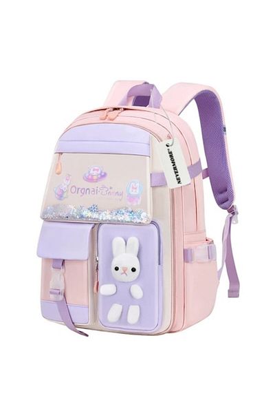 OricareFain School Bag, Nevermore, Bunny Pattern, Waterproof, 43 X 30 X 14 Cm, Pink