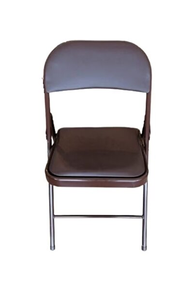 rexa كرسي جلدي مريح قابل للطي، بني/فضي، 50×50×60 سم