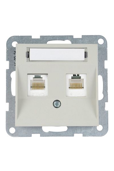 PANASONIC MECANISM PRIZA 2xCAT5e cu ETICHETA KARRE PLUS 55 SOFT TOUCH SANDSTONE