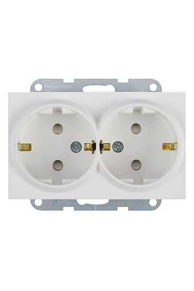 PANASONIC Double Schuko Socket Mechanism Karre Plus 55 Soft Touch Seashell