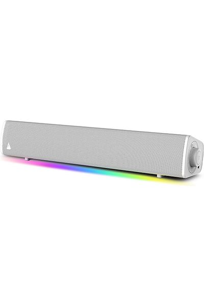 CREATIVE مكبر صوت الألعاب المدمج Sound Blaster GS3 (أبيض) مع تقنية RGB وSuperWide ومنفذ USB