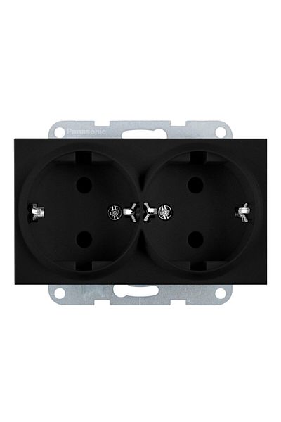 PANASONIC Double Schuko Socket Mechanism Karre Plus 55 Black