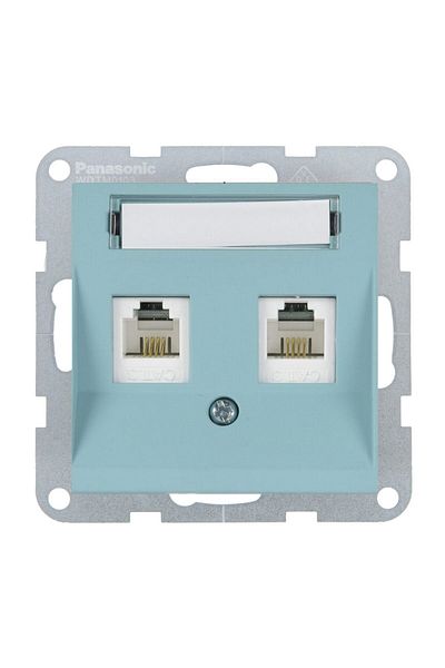 PANASONIC Mecanism priză 2xCAT5e cu etichetă Karre Plus 55 Soft Touch Turcoaz