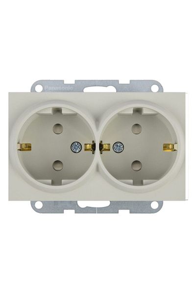 PANASONIC Double Schuko Socket Mechanism with Child Protection Karre Plus 55 Soft Touch Sandstone