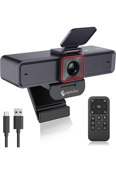 Angetube 4K AI Webcam: AI-Tracking Web Camera Dual AI Noise-Cancelling Microphones