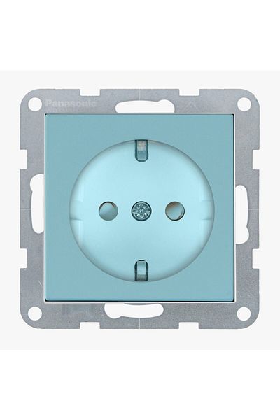 PANASONIC Schuko Socket with Child Protection and Quick Connect - Karre Plus 55 Soft Touch Turquoise