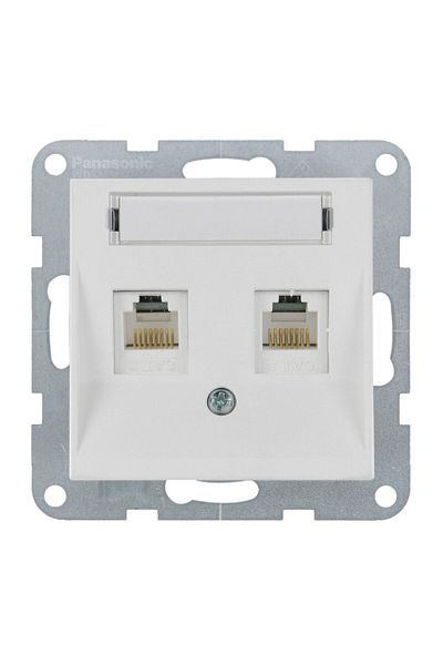 PANASONIC Telephone Socket 2xCAT3 with Label Karre Plus 55 Soft Touch Seashell