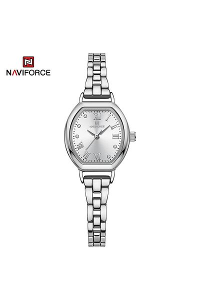 Naviforce Women's Quartz Watch Classic Tonneau-Shaped Dial with Roman Numerals Stainless Steel Bracelet