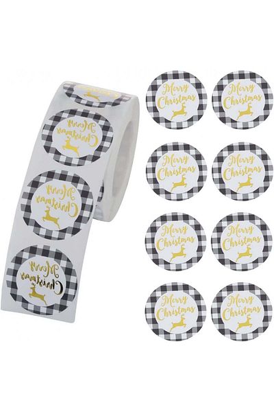 Mangsen Roll of 500 self-adhesive labels for Christmas Mangsen, paper, multicolor, 3.8 cm