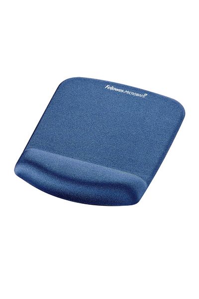 Fellowes PlushTouch Blue Wrist Support, Ergonomic Memory Foam, Non‑Slip Base, Soft‑Touch Surface