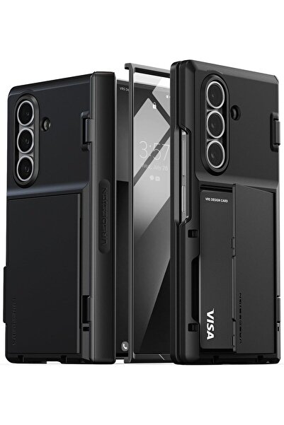 VRS Design جراب Terra Guard Modern GO 360 لهاتف Samsung Galaxy Z Fold 7 مع حاملي بطاقات - أسود