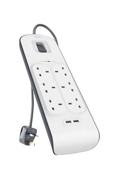 Belkin 6-Way Surge Protection Strip With 2 USB Port White 49.2cm