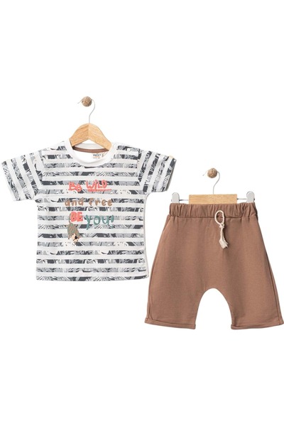 Babexi Set with Raised Printed Shorts Camel