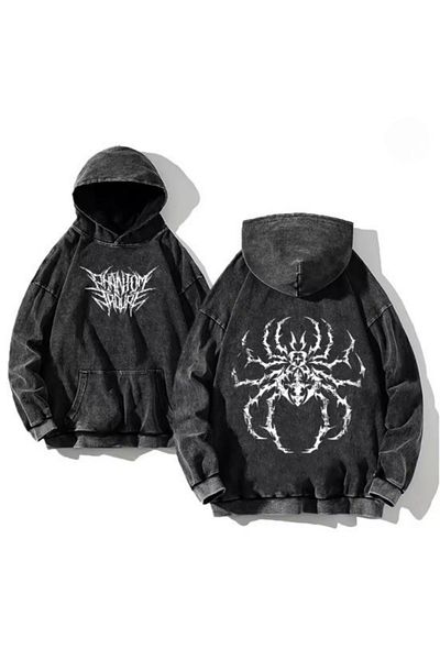 Touz Moda Πλυμένο φούτερ Phantom Spider με κουκούλα